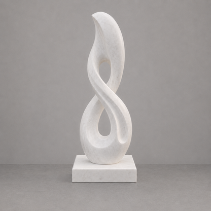 White marble sculpture on a gray background