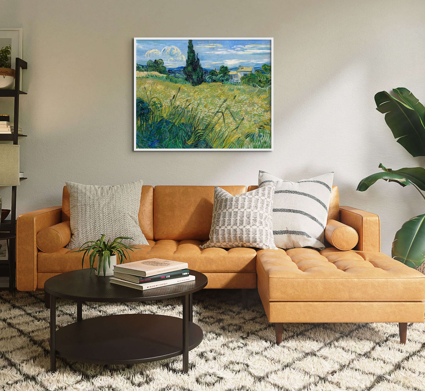 Green Wheat Field with Cypress